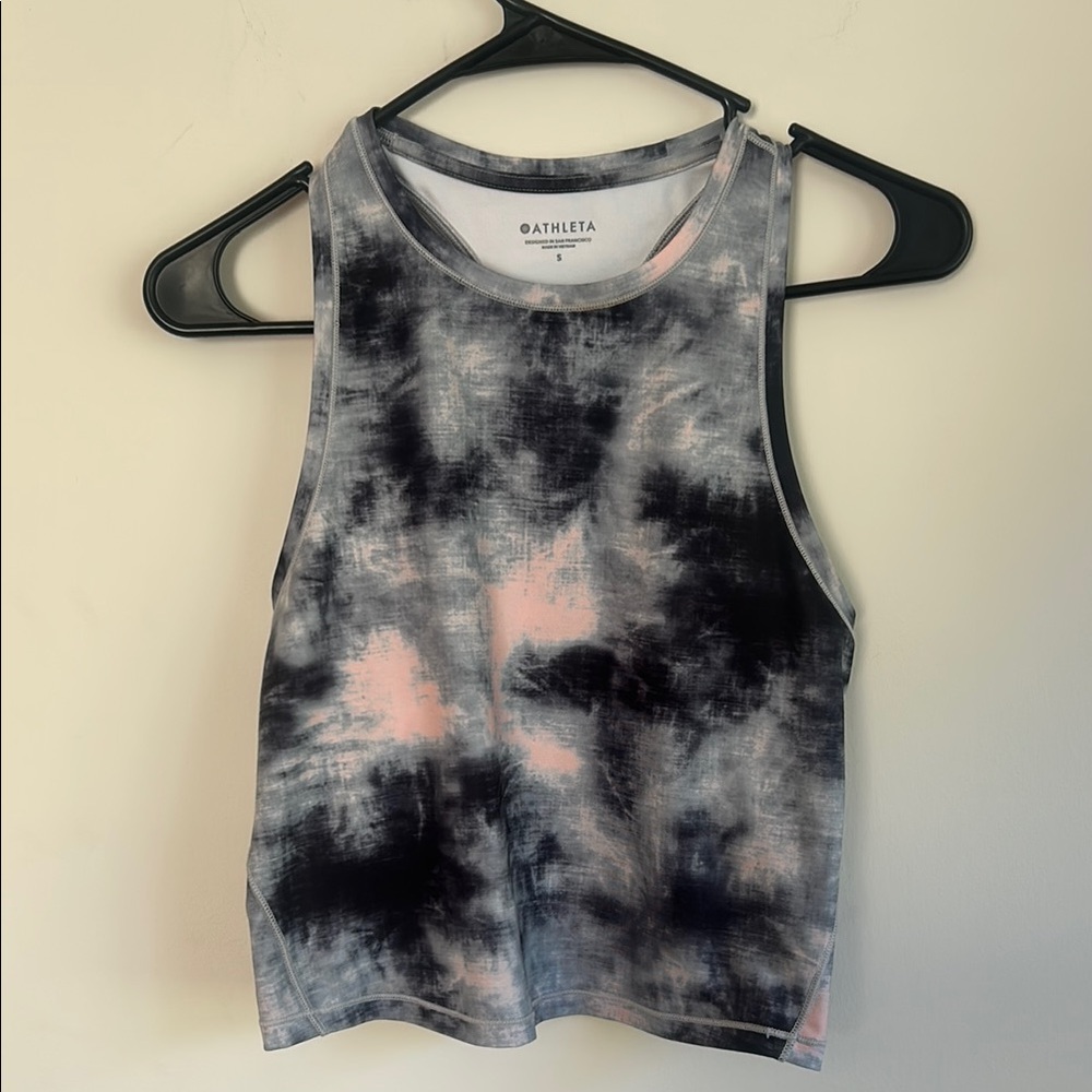 Athleta Black and Gray Sleeveless Crop Tank Top